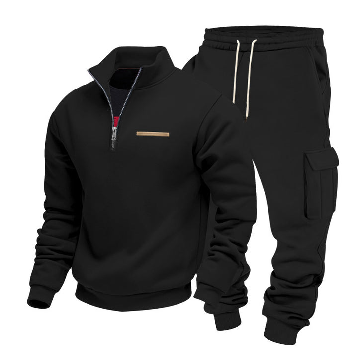 Herren Sportliches Freizeitanzug-Set mit hohem Kragen und praktischen Taschen Echoarchiv