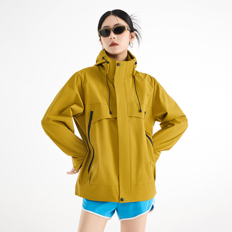Damen technische wasserdichte Oversize-Parka mit Kapuze und verdeckten Reißverschlusstaschen Echoarchiv
