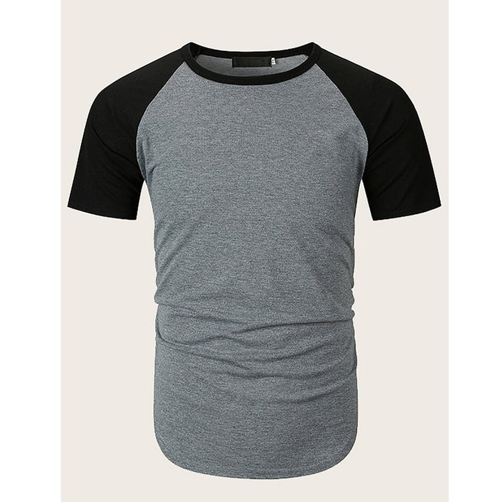 Herren Rundhalsshirt mit kontrastierenden Ärmeln und figurbetonter Passform Echoarchiv