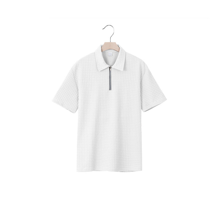 Herren Kurzarm Polo-Shirt mit strukturiertem Design und Reißverschluss Echoarchiv