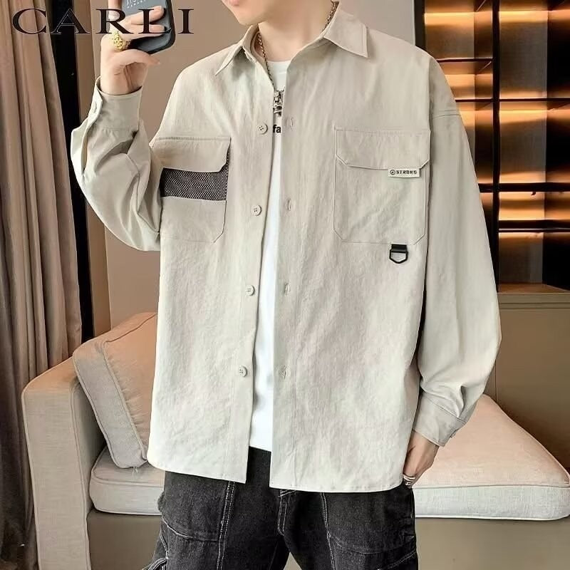 Herren Overshirt-Jacke im Utility-Stil mit aufgesetzten Pattentaschen Echoarchiv