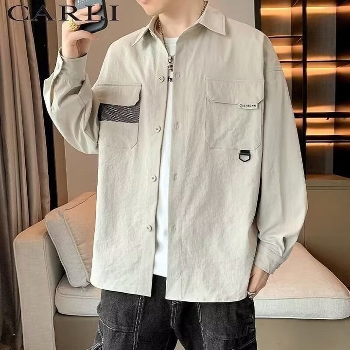 Herren Overshirt-Jacke im Utility-Stil mit aufgesetzten Pattentaschen Echoarchiv