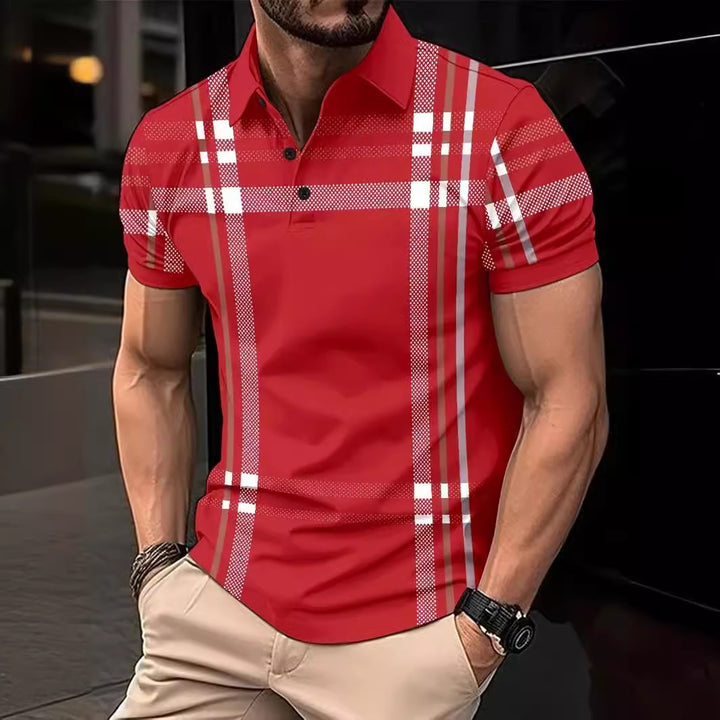 Herren Poloshirt mit modernem Karomuster und sportlichen Akzenten Echoarchiv