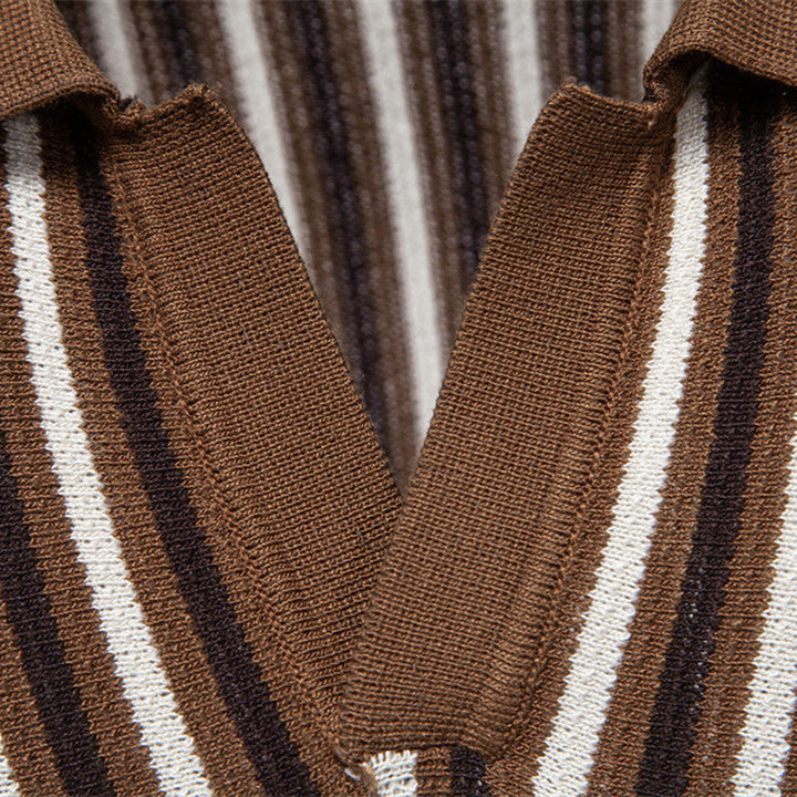 Herren nan gestreiftes Strickpoloshirt kurzarm aus feiner Baumwollmischung mit Polokragen und Rippbündchen Echo Archiv