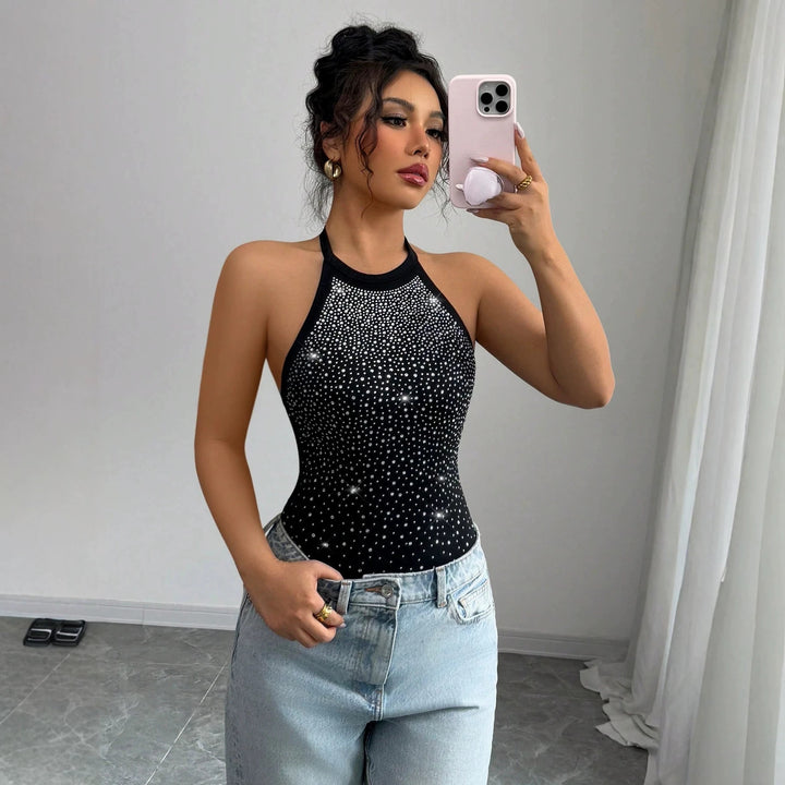 Damen nan Neckholder-Body mit Hochkragen und funkelndem Strassverlauf Echo Archiv