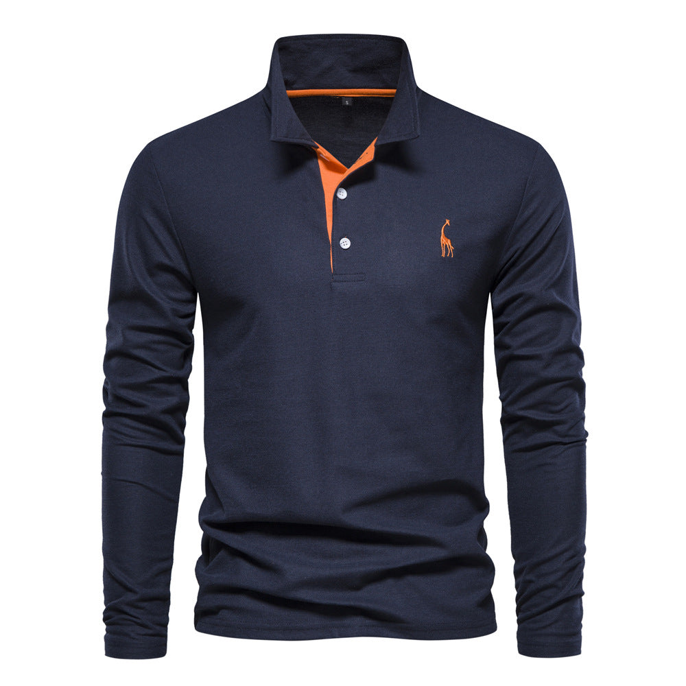 Herren Langarm Poloshirt mit modernem Kragen und atmungsaktiver Baumwollqualität – Cavello