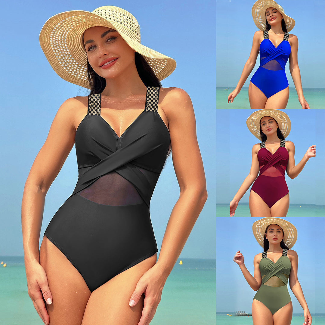 Damen Einteiliger Badeanzug mit stylishen Mesh-Elementen Echo Archiv