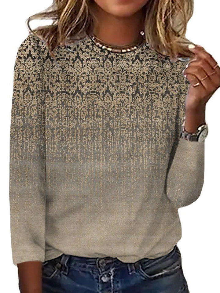 Damen Langärmeliges Oversize-Sweatshirt mit abstraktem Aquarell-Mosaikprint – Avérine