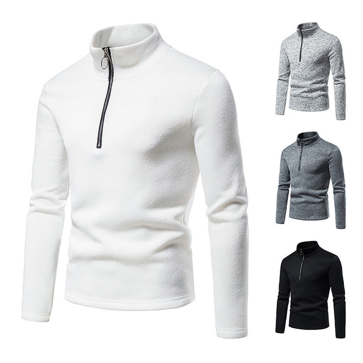 Herren nan melierter Stehkragen-Pullover mit Kurzreißverschluss und schlanker Passform Echo Archiv