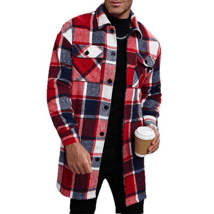 Herren karierte Flanelljacke mit knöpfbaren Taschen und modernem Schnitt Echoarchiv