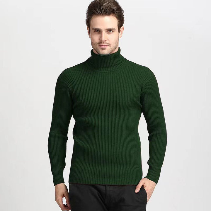 Herren nan Rippstrick Rollkragenpullover figurnaher elastischer Feinstrick Echo Archiv