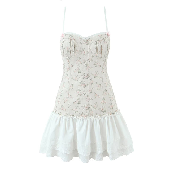 Damen luftiges Sommerkleid mit floralem Muster und voluminösem Rüschensaum Echo Archiv