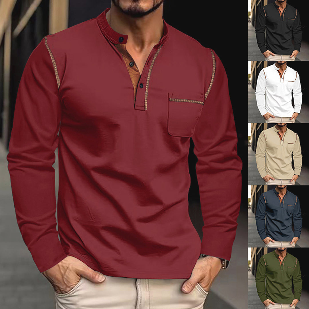 Herren Langarmshirt mit klassischem Henley-Ausschnitt Echoarchiv