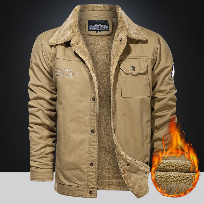 Herren nan gefütterte Canvas-Fieldjacke mit Teddyfutter, Brustklappe und Druckknopffront Echo Archiv