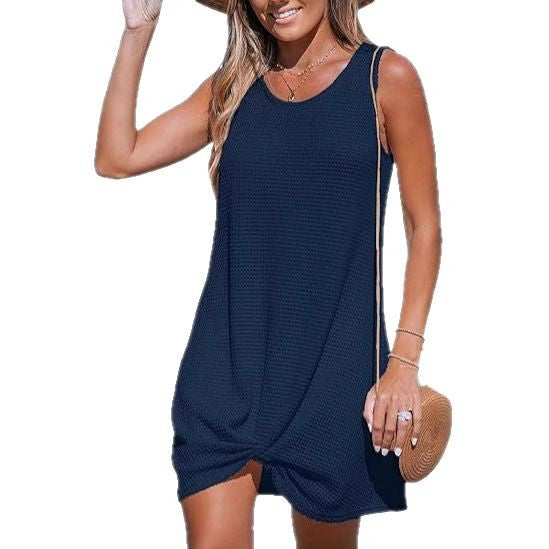 Damen lässiges Sommerkleid aus strukturierter Baumwolle mit verspieltem Knoten Echo Archiv