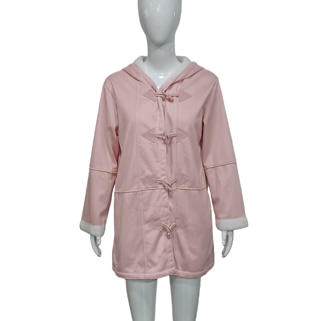 Damen Kapuzen-Dufflecoat mit Kunstfellbesatz und KnEchoarchivelverschlüssen Echoarchiv