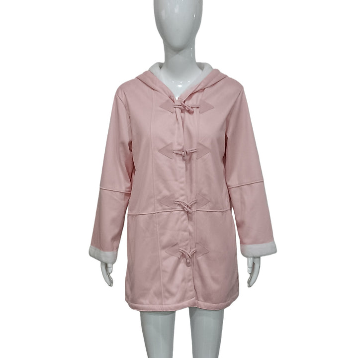 Damen Kapuzen-Dufflecoat mit Kunstfellbesatz und KnEchoarchivelverschlüssen Echoarchiv