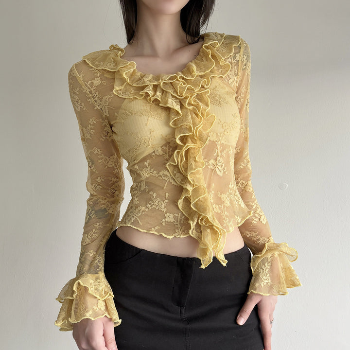 Damen Spitzenbluse mit Rüschendetails Echo Archiv