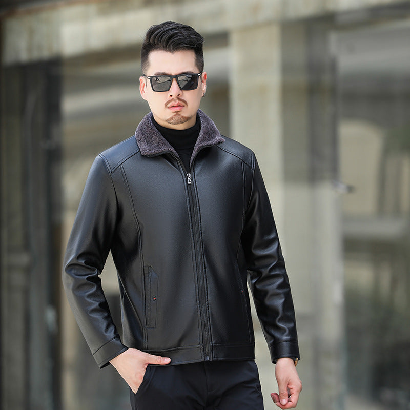 Herren Lederjacke mit weichem Fleecekragen Echoarchiv