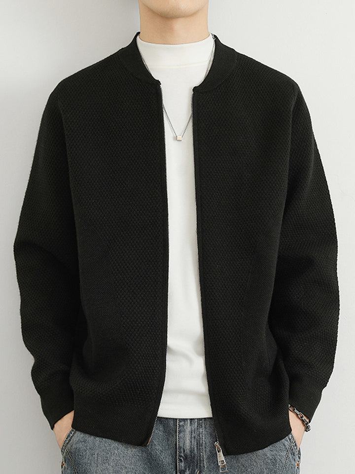 Herren Jacquard Sweatjacke mit Reißverschluss und praktischen Taschen Echoarchiv