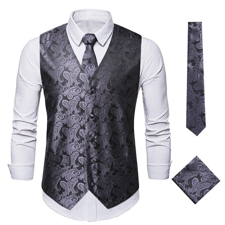 Herren Elegante Weste mit Paisleymuster und passendem Krawatten-Set Echoarchiv