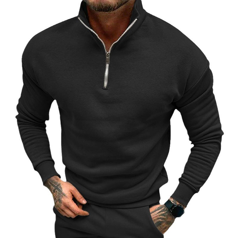 Herren Pullover mit kurzem Reißverschluss und elastischen Bündchen Echoarchiv