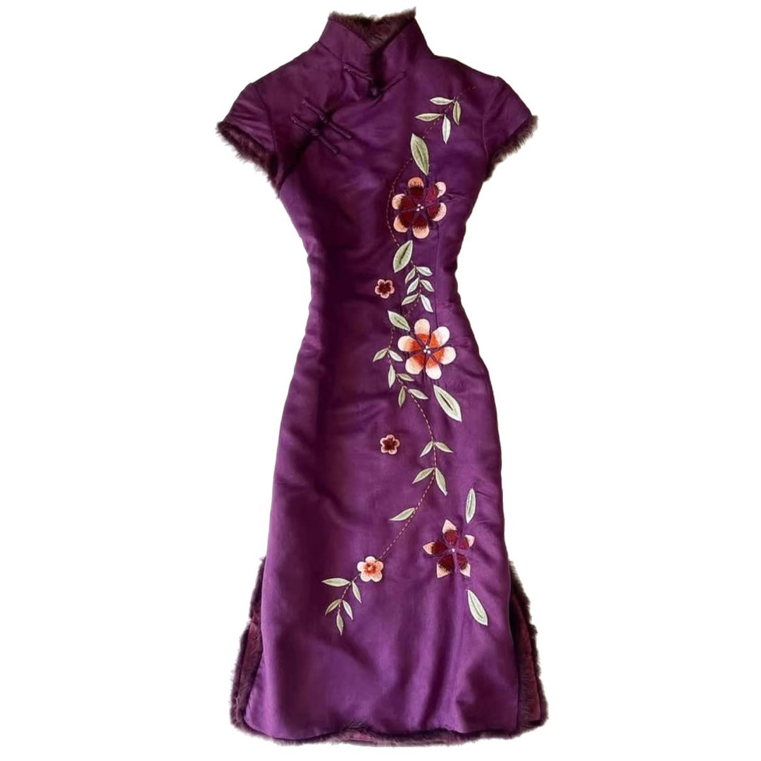 Damen Elegant besticktes Chiffon-Kleid Echo Archiv