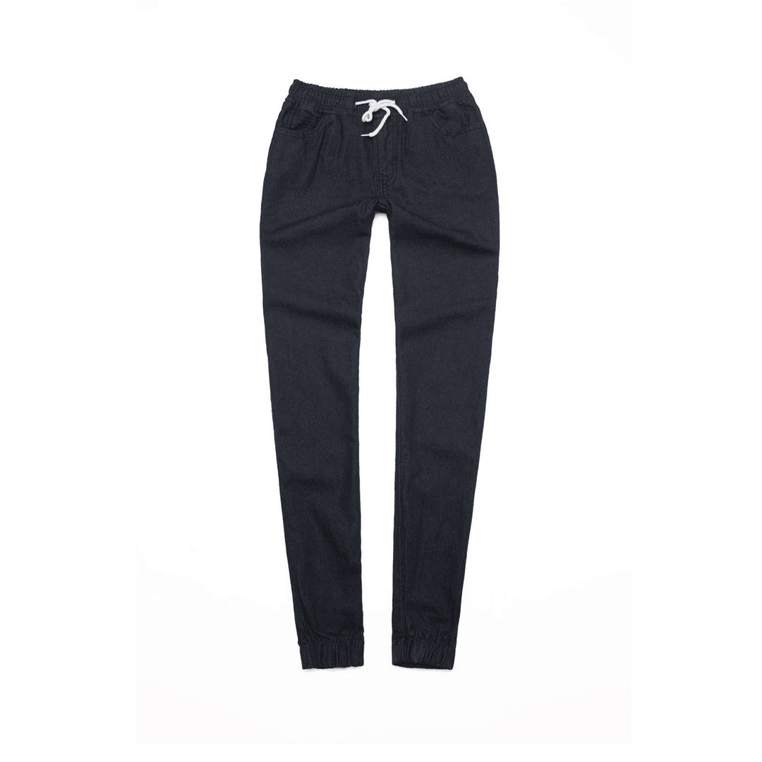 Damen nan schmal geschnittene Denim-Jogginghose mit Elastikbund, Tunnelzug und elastischen Beinbündchen Echo Archiv