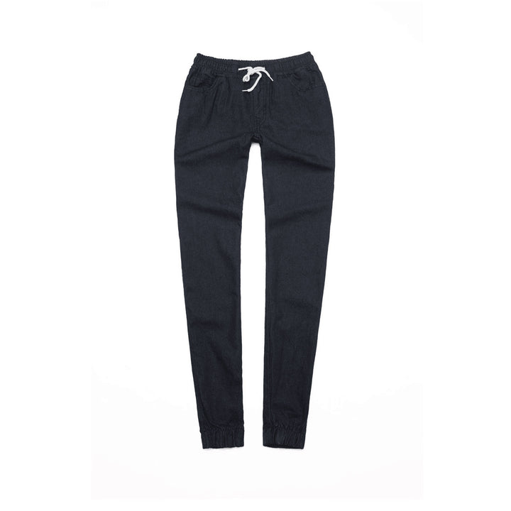 Damen nan schmal geschnittene Denim-Jogginghose mit Elastikbund, Tunnelzug und elastischen Beinbündchen Echo Archiv