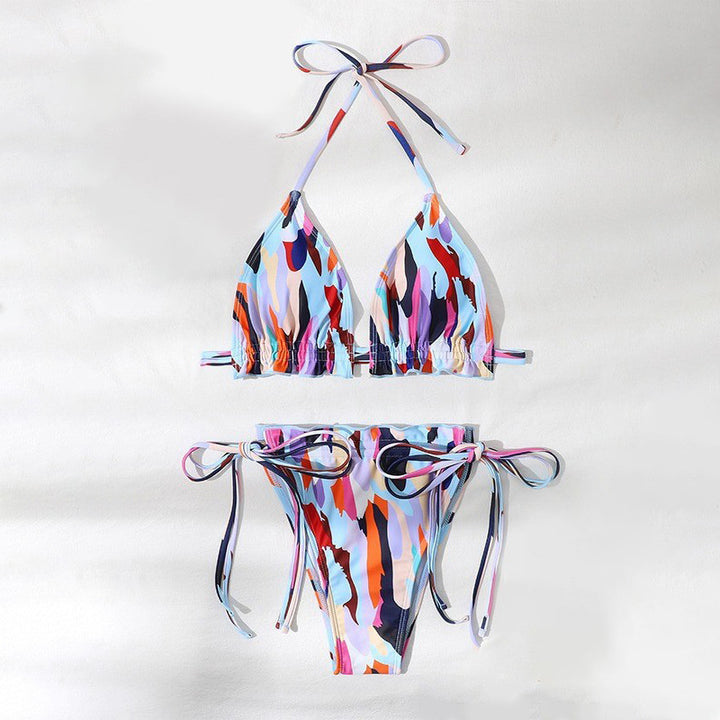 Damen Triangel-Bikini mit doppeltem Rüschendesign und verstellbarem Bindeband Echo Archiv