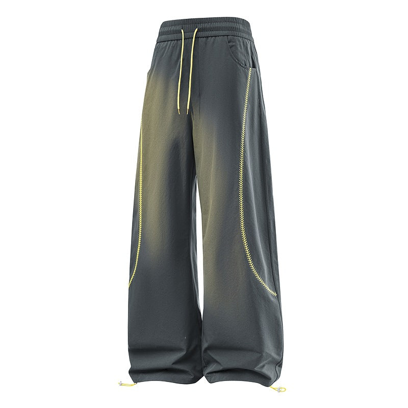 Damen Weite Baggy-Freizeithose mit Tunnelzugbund, kontrastierenden Ziernähten & verstellbarem Saum Echoarchiv