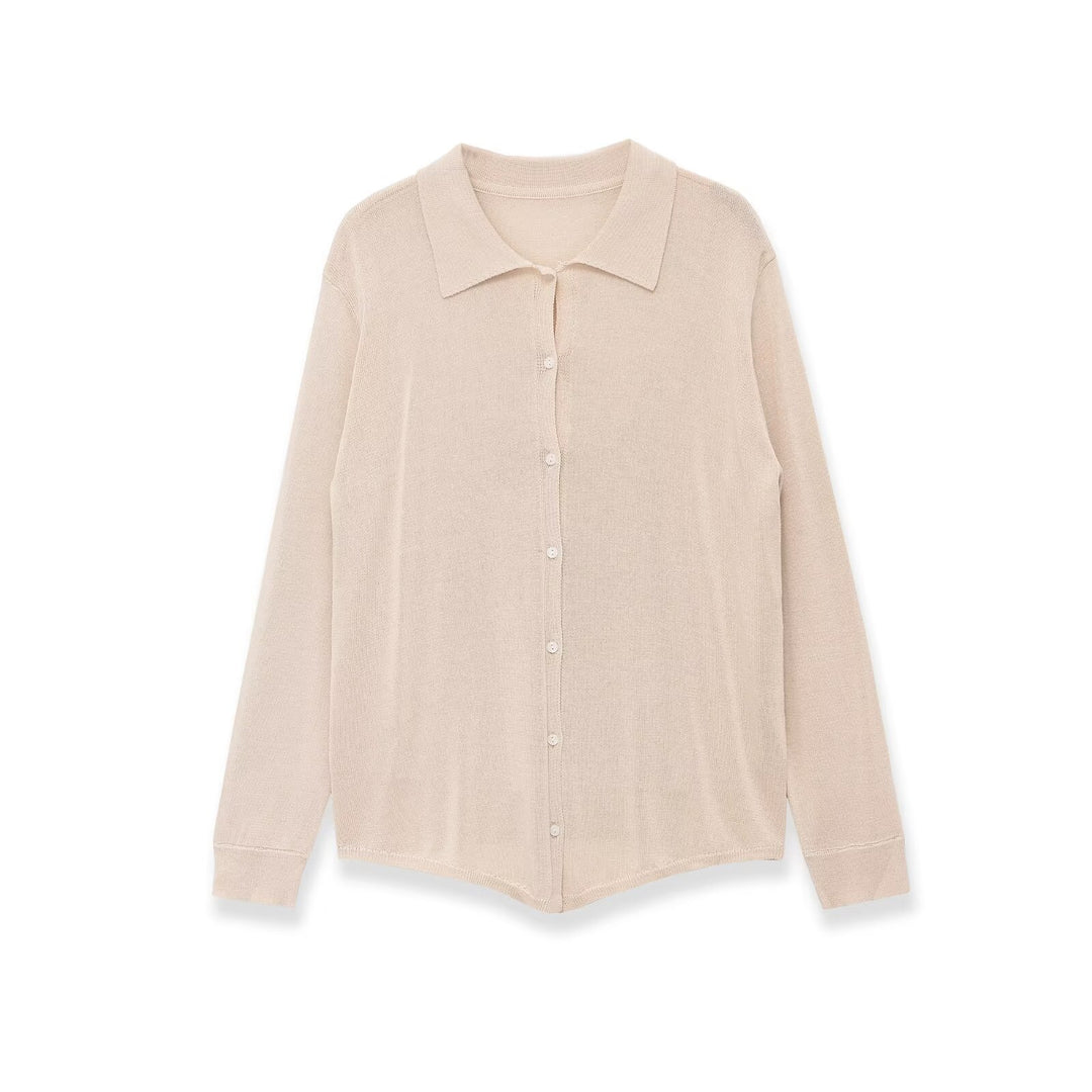 Damen Leichter Strick-Cardigan mit Hemdkragen und Knopfleiste Echo Archiv