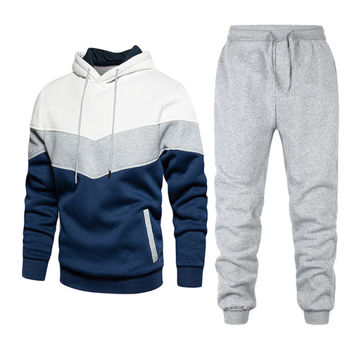 Herren athleisure-Set mit Chevron-Kapuze, fleecegefüttertem Pullover und schmal zulaufender Jogginghose – Marzano