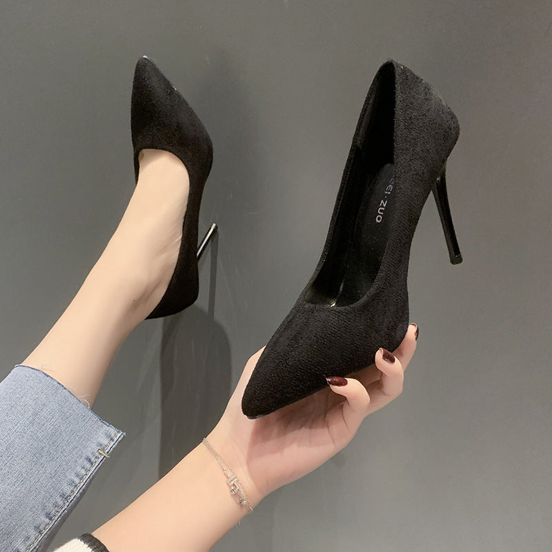 Damen nan spitze Veloursleder-Optik Pumps mit gepolstertem Fußbett und schlankem Stilettoabsatz Echo Archiv