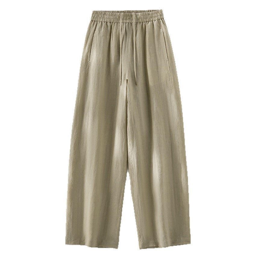Damen Weite Leinen‑Optik Palazzohose mit elastischem Bund und fließender Silhouette Echoarchiv
