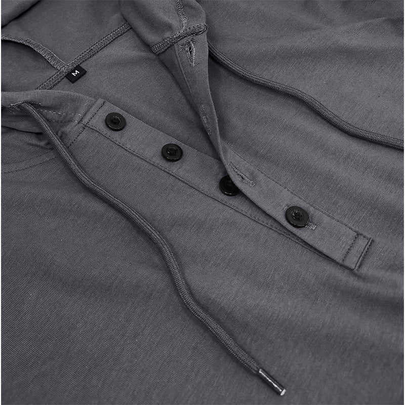 Herren Kurzarm-Hoodie mit Knopfleiste und sportlicher Passform Echoarchiv