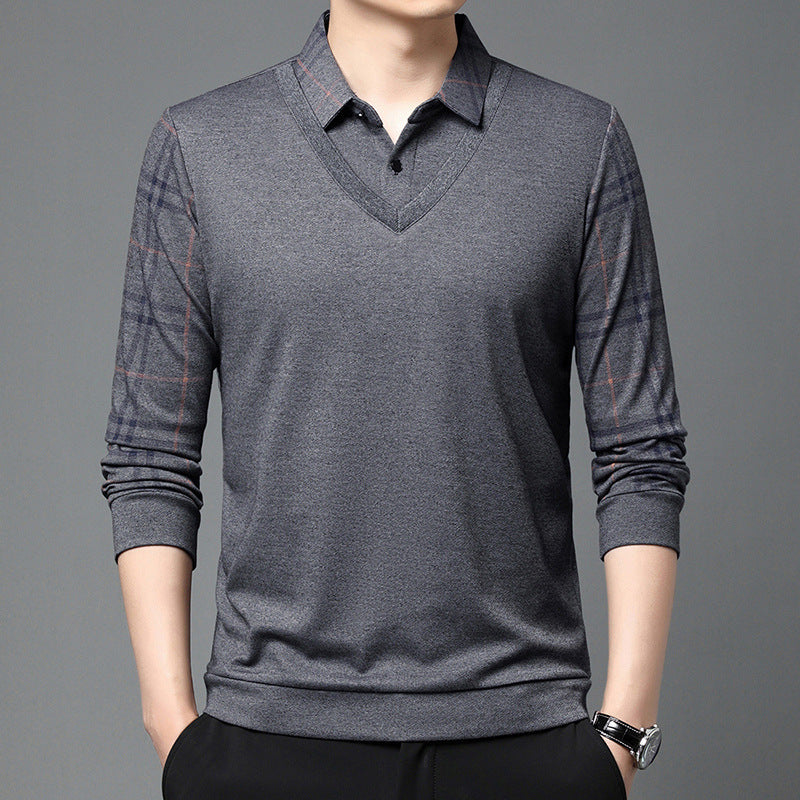 Herren eleganter V-Ausschnitt Pullover mit strukturiertem Kragen und modernem Design Echoarchiv