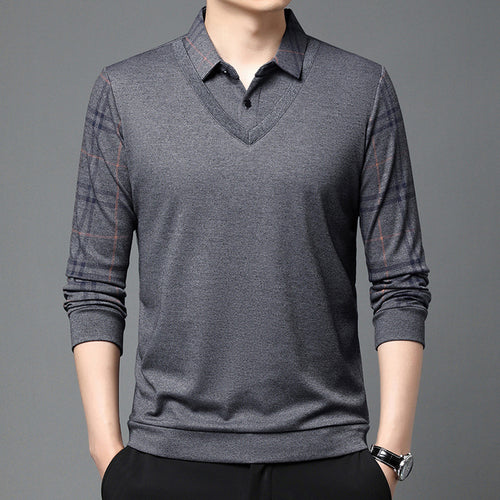 Herren eleganter V-Ausschnitt Pullover mit strukturiertem Kragen und modernem Design Echoarchiv