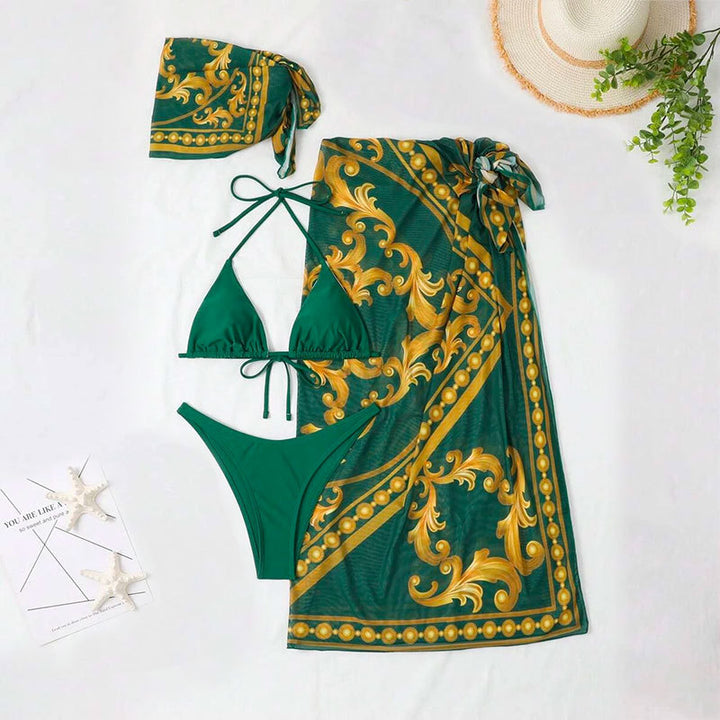 Damen Triangel-Bikini-Set mit transparentem Sarong Echo Archiv