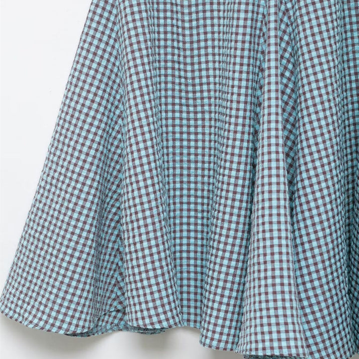 Damen ausgestellter Gingham-Rock mit Faltenwurf Echo Archiv