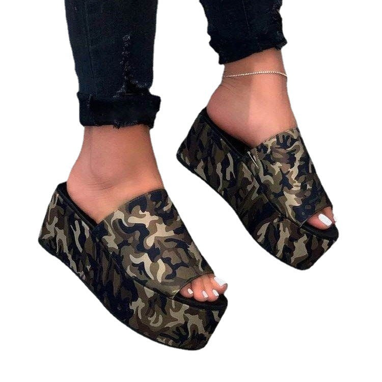 Damen nan Plateau-Mule mit Leopardenprint, offener Zehenpartie und gepolstertem Komfortfußbett Echo Archiv