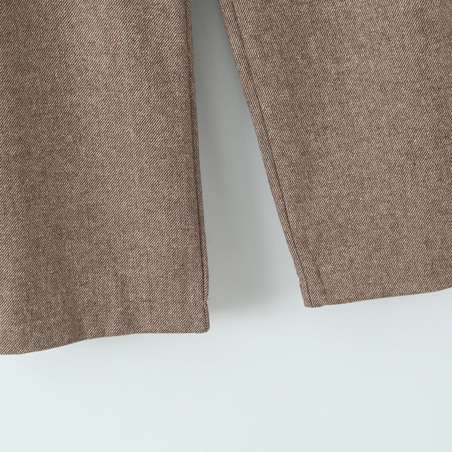 Damen Hochtaillierte weite Wolloptik-Hose mit geradem Bein Echo Archiv