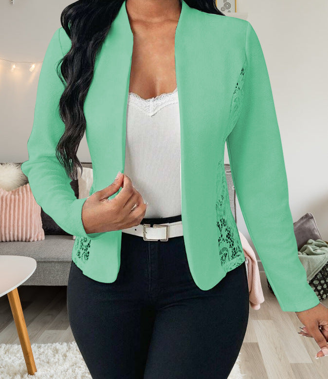 Damen elegante Blazerjacke mit Spitzenakzenten Echoarchiv