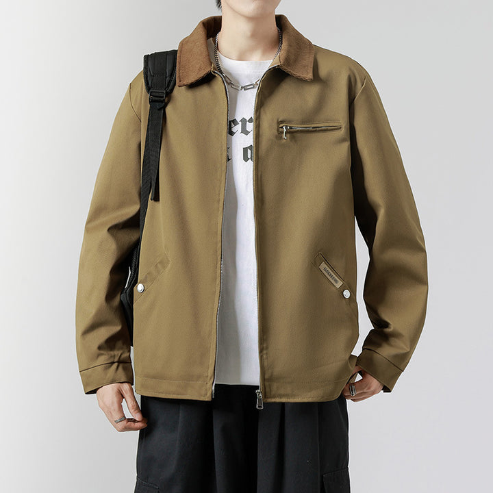 Herren Modische Übergangsjacke mit Cordkragen – Taviero
