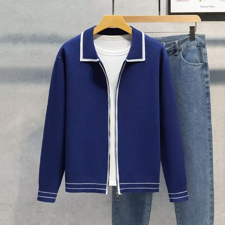 Damen Modische Strickjacke mit Reißverschluss und Kontrastdetails Echoarchiv