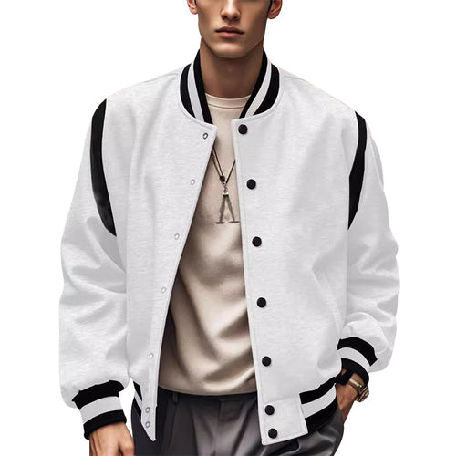 Herren Sportliche Collegejacke im retro Stil mit Kontrastärmeln und Druckknopfverschluss Echoarchiv