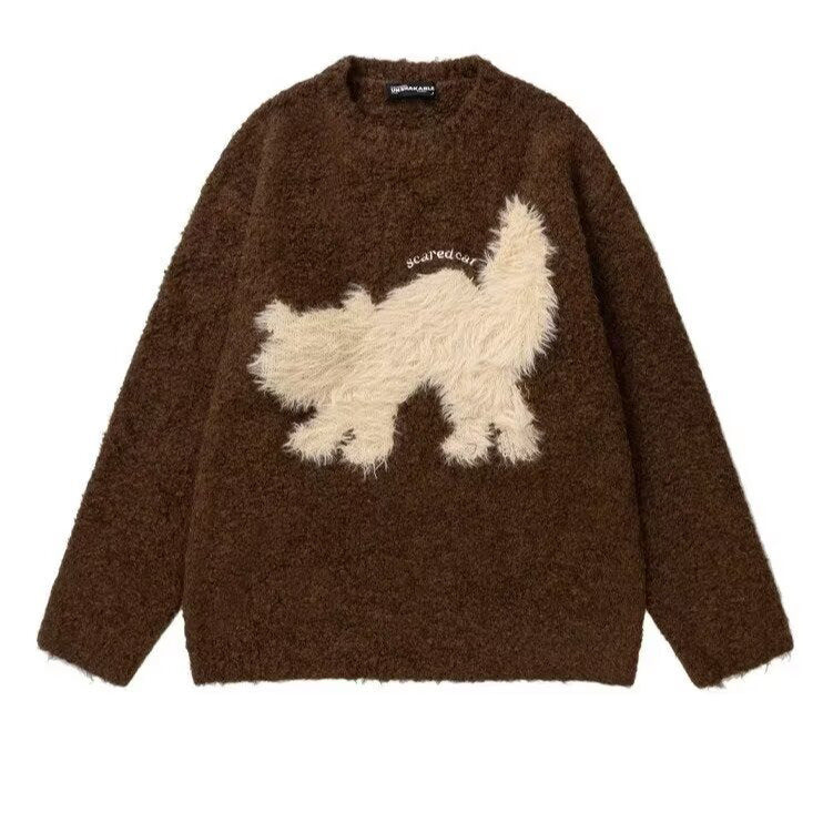Damen Gemütlicher Pullover mit Effektgarn und Tiermotiv Echoarchiv