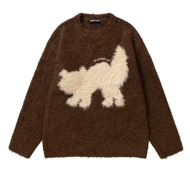 Damen Gemütlicher Pullover mit Effektgarn und Tiermotiv Echoarchiv