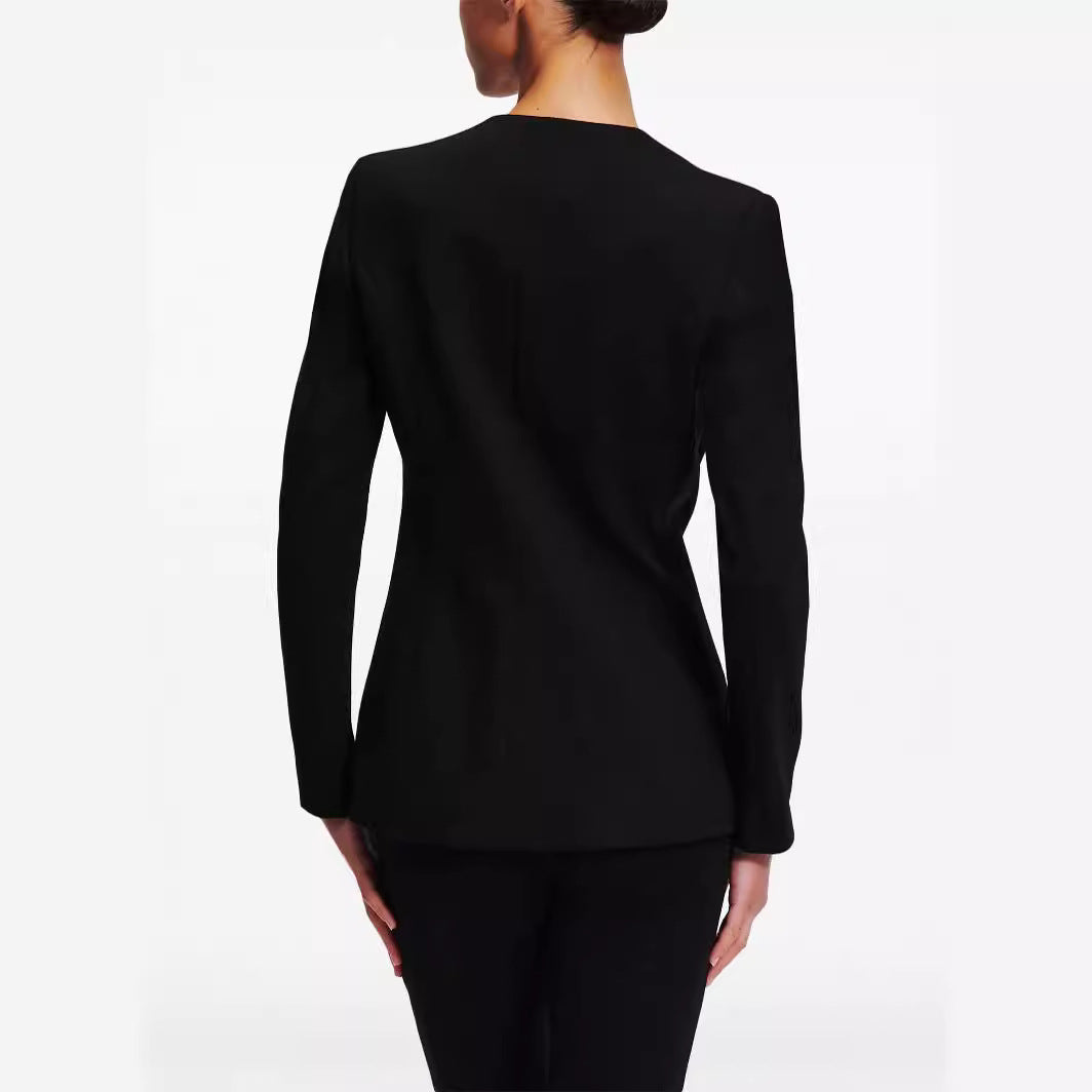 Damen Cape-Ärmel Tailoring-Blazer mit taillierter Silhouette und ausgestellter Hose mit Beinschlitz Echoarchiv
