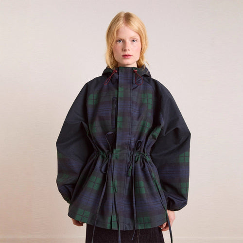 Damen Oversized Jacke im lässigen Karo-Design mit praktischen Taschen und Taillenzug Echoarchiv